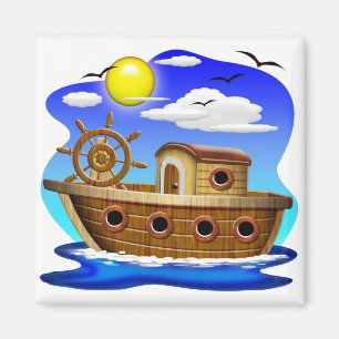 Cartoon von Fischereifahrzeugen Magnet