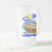 Cartoon von Fischereifahrzeugen Mattglas Bierglas (VorderseiteRechts)