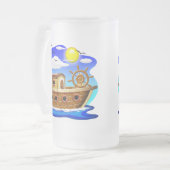 Cartoon von Fischereifahrzeugen Mattglas Bierglas (Vorderseite Links)