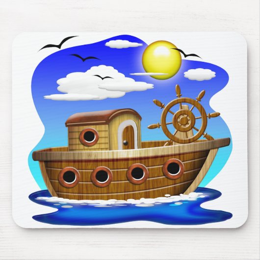 Cartoon von Fischereifahrzeugen Mousepad (Vorne)