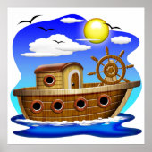 Cartoon von Fischereifahrzeugen Poster (Vorne)