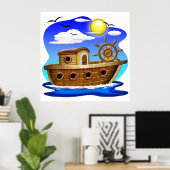 Cartoon von Fischereifahrzeugen Poster (Heimbüro)
