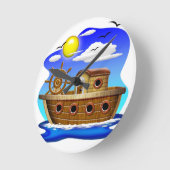 Cartoon von Fischereifahrzeugen Runde Wanduhr (Winkel)