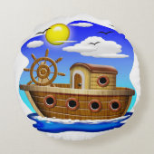 Cartoon von Fischereifahrzeugen Rundes Kissen (Rückseite)