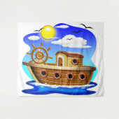 Cartoon von Fischereifahrzeugen Wandteppich (Vorderseite (Horizontal))
