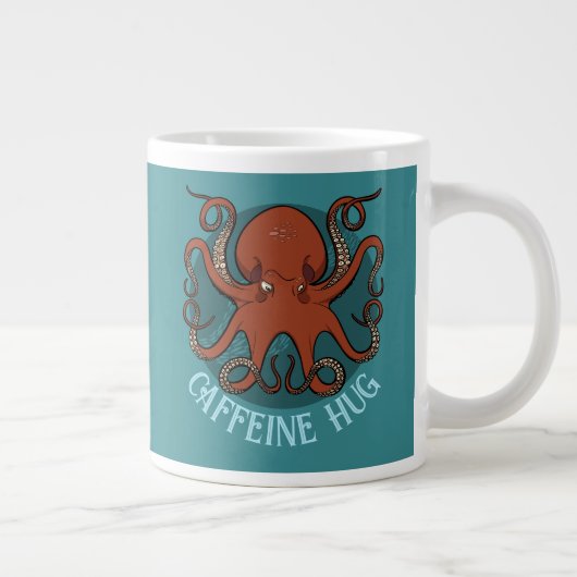 Cartoon von Funny Red Octopus Coffeine Hug Tentacl Jumbo-Tasse (Rechts)