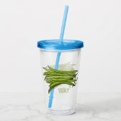 Cartoon von grünen Bohnen Acryltrinkbecher (Rückseite)