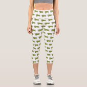 Cartoon von grünen Bohnen Capri Leggings (Vorderseite)