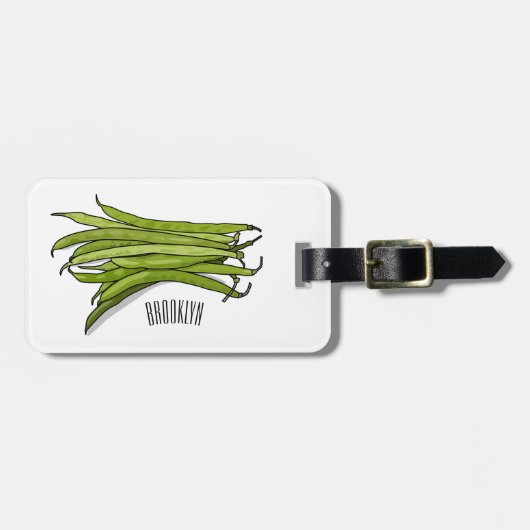 Cartoon von grünen Bohnen Gepäckanhänger (Vorderseite horizontal)