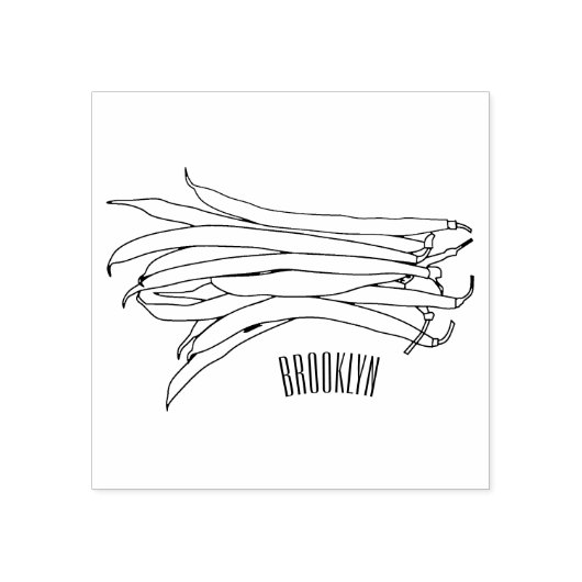 Cartoon von grünen Bohnen Gummistempel (Prägung)