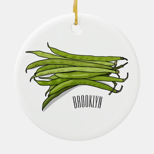 Cartoon von grünen Bohnen Keramik Ornament (Hinten)