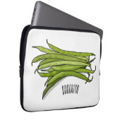 Cartoon von grünen Bohnen Laptopschutzhülle (Vorne Rechts)