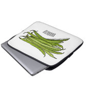 Cartoon von grünen Bohnen Laptopschutzhülle (Vorne Knopf)