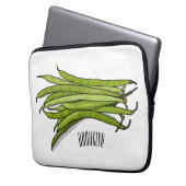 Cartoon von grünen Bohnen Laptopschutzhülle (Vorderseite Links)