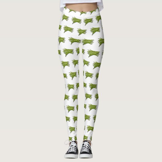 Cartoon von grünen Bohnen Leggings (Vorderseite)