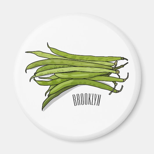 Cartoon von grünen Bohnen Magnet (Vorne)