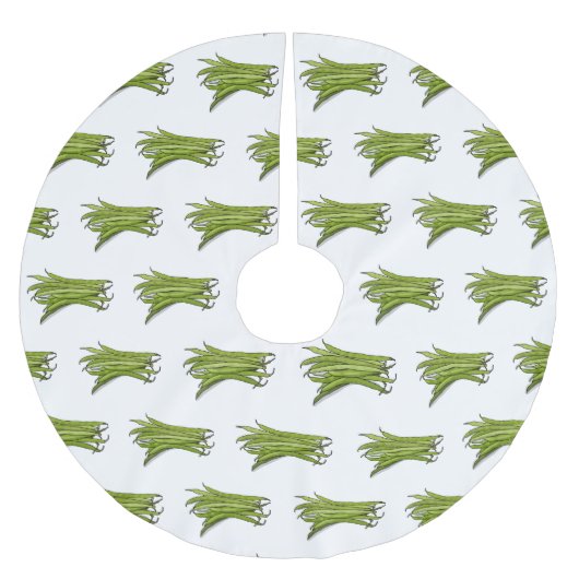 Cartoon von grünen Bohnen Polyester Weihnachtsbaumdecke (Vorderseite)