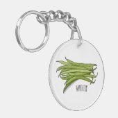Cartoon von grünen Bohnen Schlüsselanhänger (Vorderseite links)