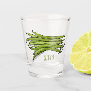 Cartoon von grünen Bohnen Schnapsglas