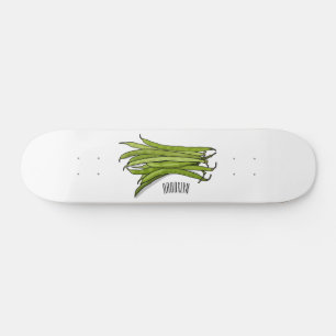 Cartoon von grünen Bohnen Skateboard
