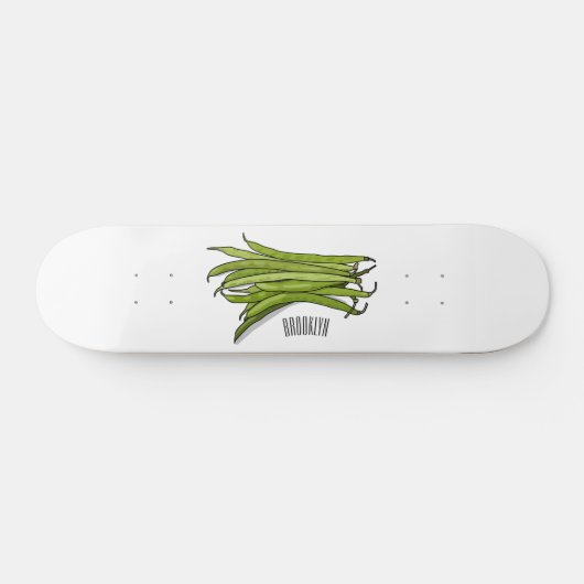 Cartoon von grünen Bohnen Skateboard (Horizontal)