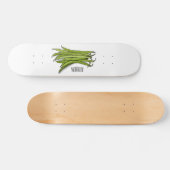 Cartoon von grünen Bohnen Skateboard (Horizontal)
