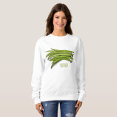 Cartoon von grünen Bohnen Sweatshirt (Vorne ganz)