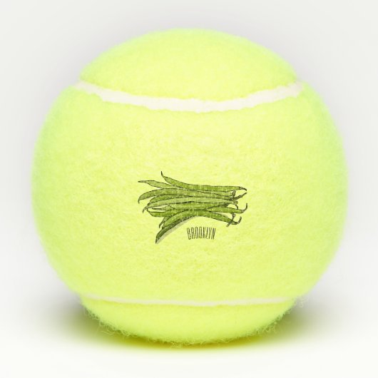 Cartoon von grünen Bohnen Tennisbälle (Rückseite)