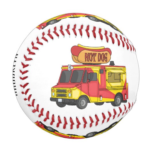 Cartoon von Hot Dog Futter LKW Baseball (Vorderseite Links)