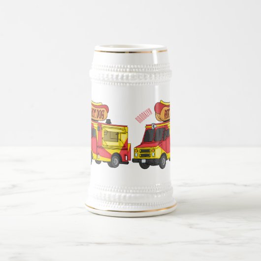 Cartoon von Hot Dog Futter LKW Bierglas (Mittel)