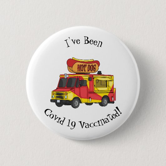 Cartoon von Hot Dog Futter LKW Button (Vorderseite)