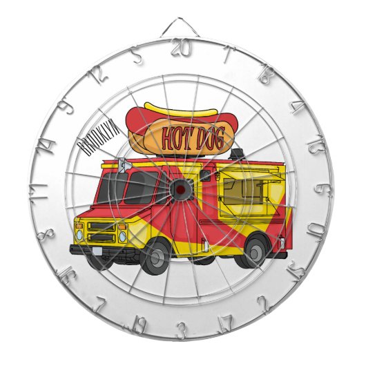 Cartoon von Hot Dog Futter LKW Dartscheibe (vorne)
