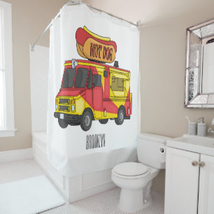 Cartoon von Hot Dog Futter LKW Duschvorhang