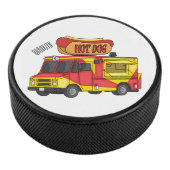 Cartoon von Hot Dog Futter LKW Eishockey Puck (3/4)