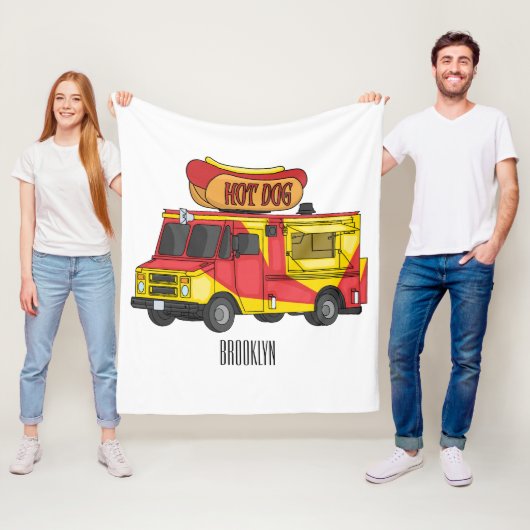 Cartoon von Hot Dog Futter LKW Fleecedecke (Beispiel)