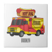 Cartoon von Hot Dog Futter LKW Fliese (Vorderseite)