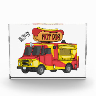 Cartoon von Hot Dog Futter LKW Fotoblock