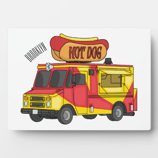 Cartoon von Hot Dog Futter LKW Fotoplatte (Vorderseite)