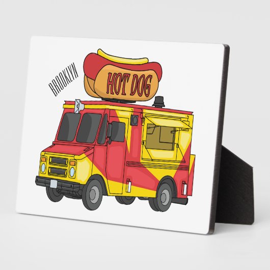 Cartoon von Hot Dog Futter LKW Fotoplatte (Seite)