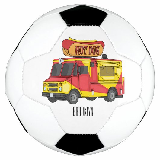 Cartoon von Hot Dog Futter LKW Fußball (Vorderseite)