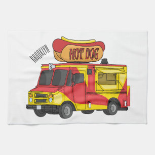 Cartoon von Hot Dog Futter LKW Geschirrtuch