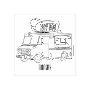 Cartoon von Hot Dog Futter LKW Gummistempel