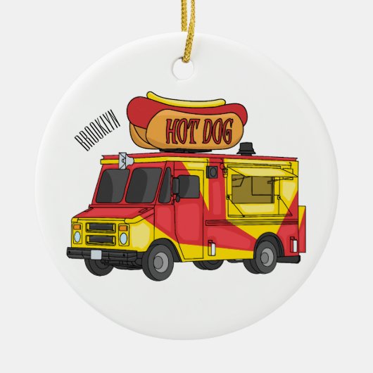 Cartoon von Hot Dog Futter LKW Keramik Ornament (Vorne)