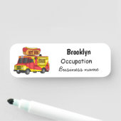 Cartoon von Hot Dog Futter LKW Namensschild (Beispiel)