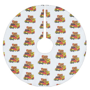 Cartoon von Hot Dog Futter LKW Polyester Weihnachtsbaumdecke