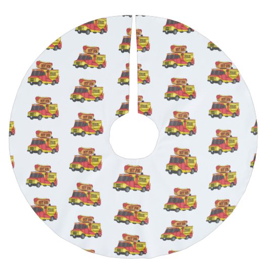 Cartoon von Hot Dog Futter LKW Polyester Weihnachtsbaumdecke (Vorderseite)