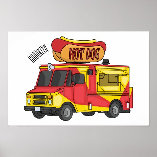 Cartoon von Hot Dog Futter LKW Poster (Vorne)