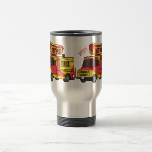 Cartoon von Hot Dog Futter LKW Reisebecher (Mittel)