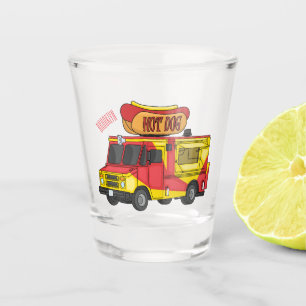 Cartoon von Hot Dog Futter LKW Schnapsglas