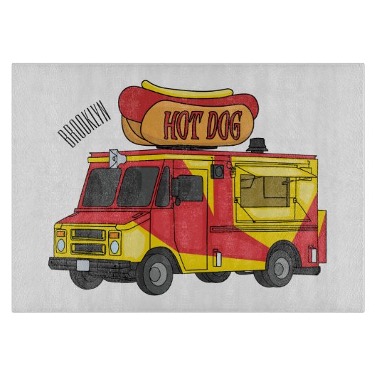 Cartoon von Hot Dog Futter LKW Schneidebrett (Vorderseite)